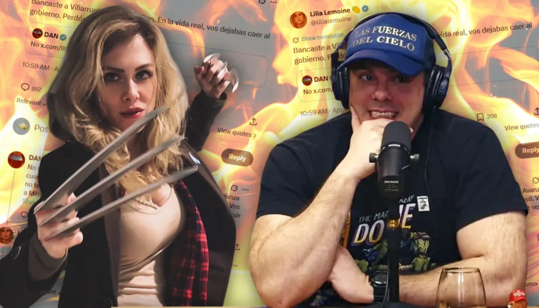 Ilustración de un teléfono móvil mostrando iconos de redes sociales en conflicto, sobre un fondo que sugiere tensión política.