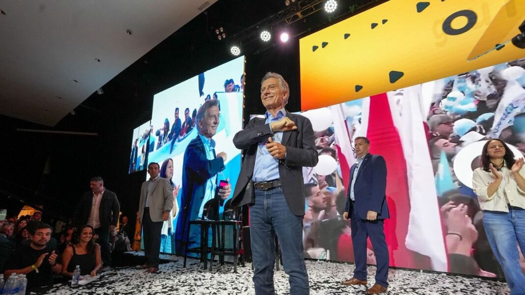 Mauricio Macri durante el acto de relanzamiento del PRO en Parque Norte.